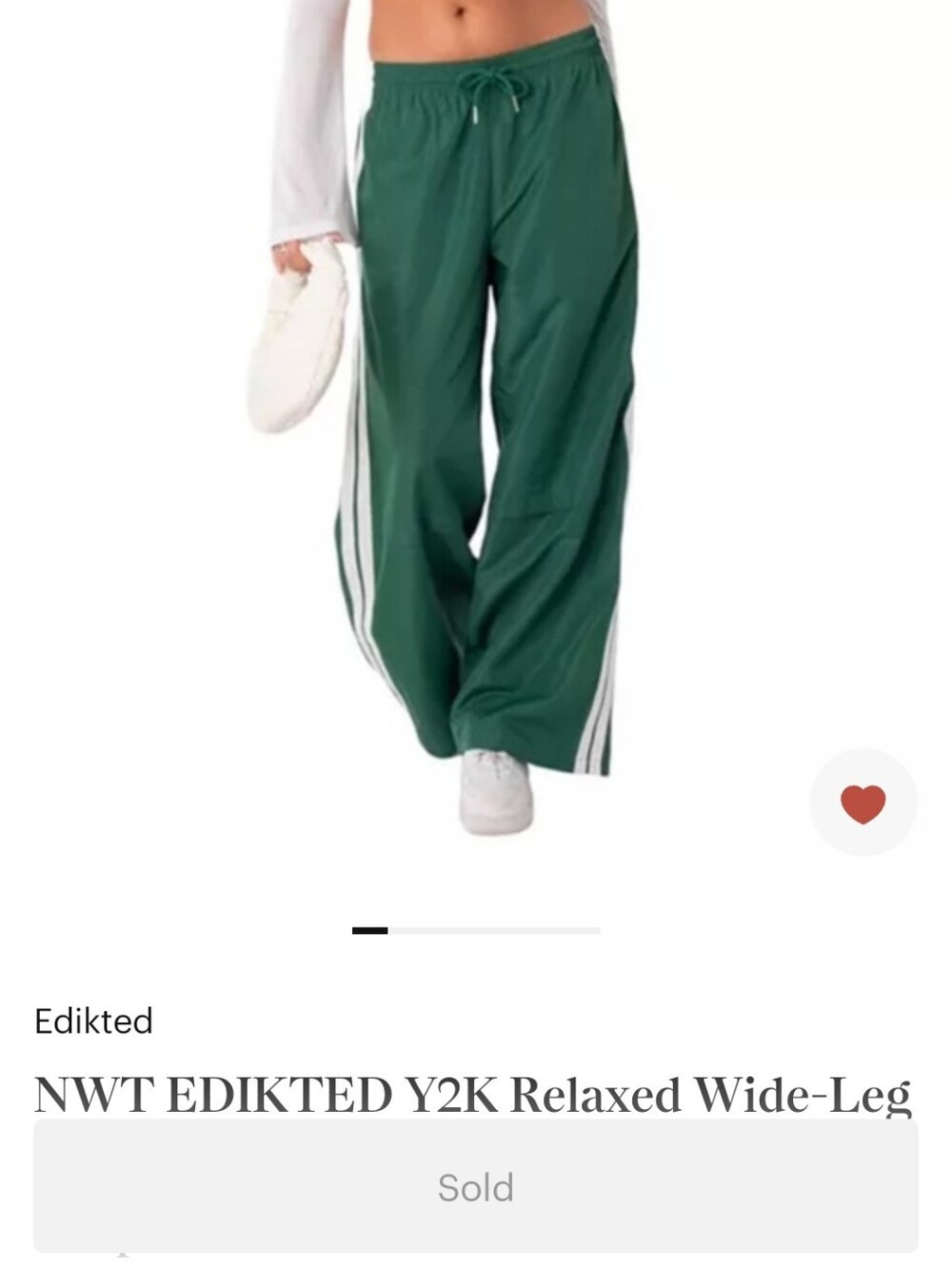 Y2K Relaxed Wide-Leg Pants Striped Green NWT Size Xs